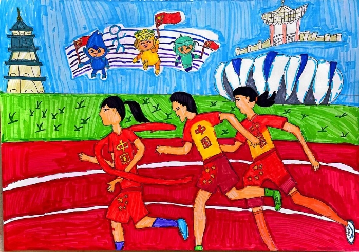 亚运会比赛儿童画图片